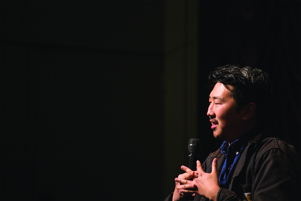 Andrew Ahn onstage at IU Cinema