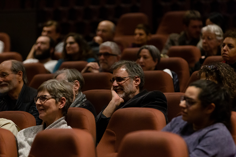 Audience members enjoy a Q&A with Avi Nesher at IU Cinema