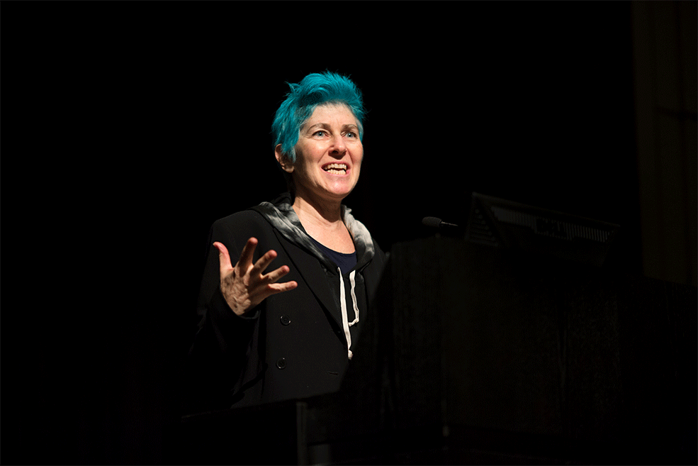 Beth B delivers a lecture at IU Cinema