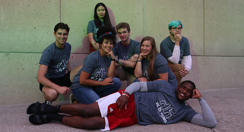 a group of students pose for a photo from the film IU 2020