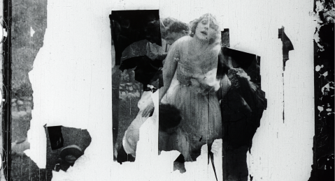 Still image of degraded film the film Dawson City: Frozen Time.