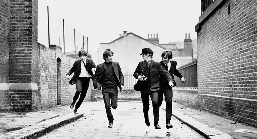 the Beatles run in the street from the film A Hard Days Night