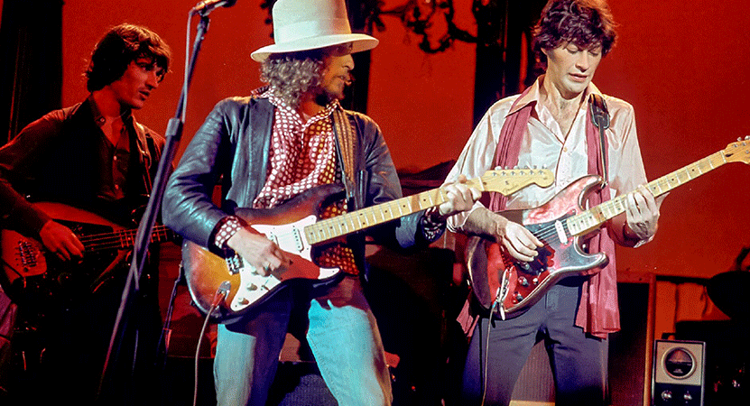 a group plays on stage from the film The Last Waltz