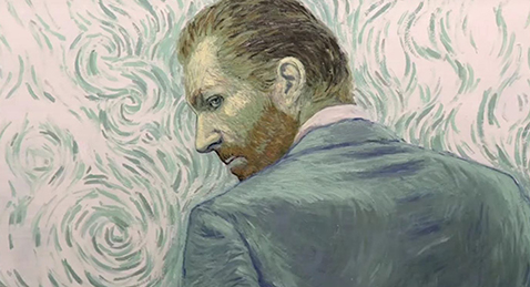 Still painted image of Vincent van Gogh from the film Loving Vincent.