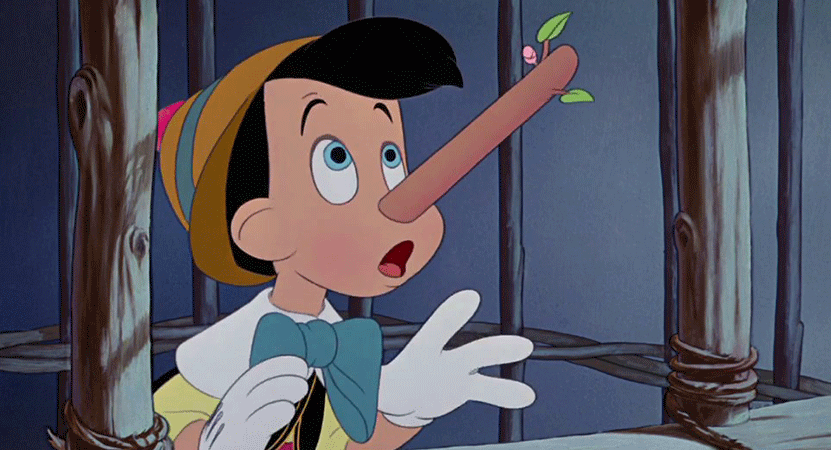 Pinocchio's nose grows from the film Pinocchio.