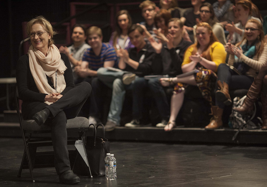 Meryl Streep interacts with students during her master class.