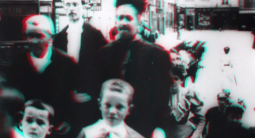 distorted image of a group of people from the film The Guests