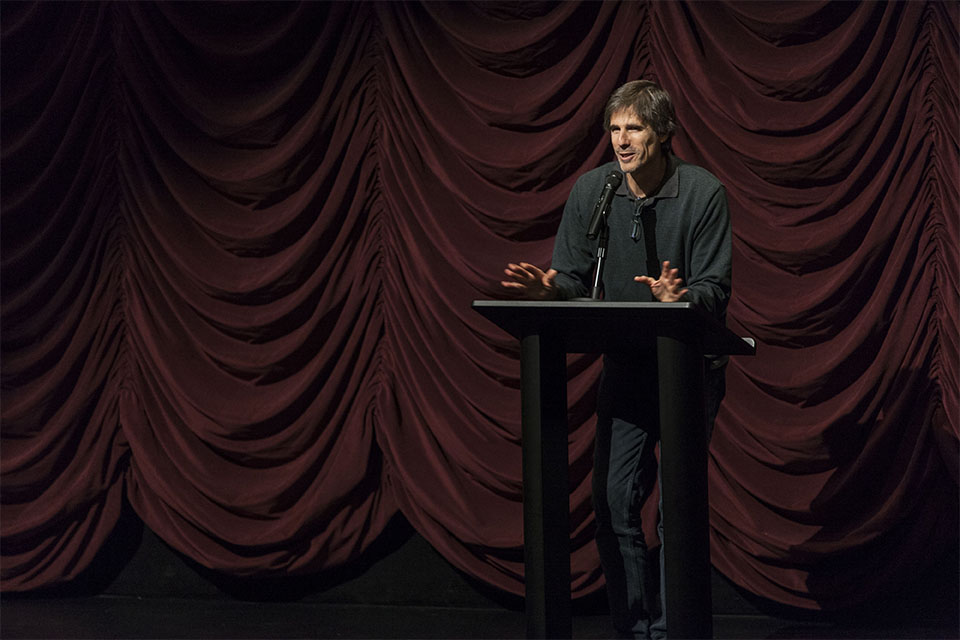 Walter Salles onstage at IU Cinema during his Jorgensen Guest Filmmaker event.